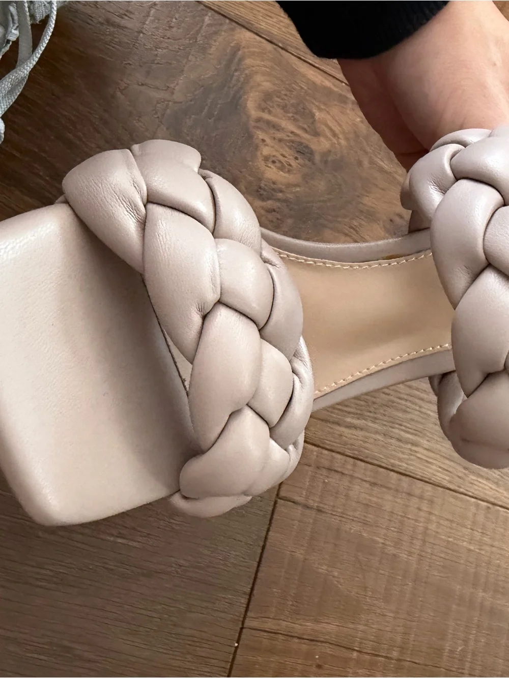 Steve Madden Kenley Taupe Braided Double-Strap Stiletto Sandals